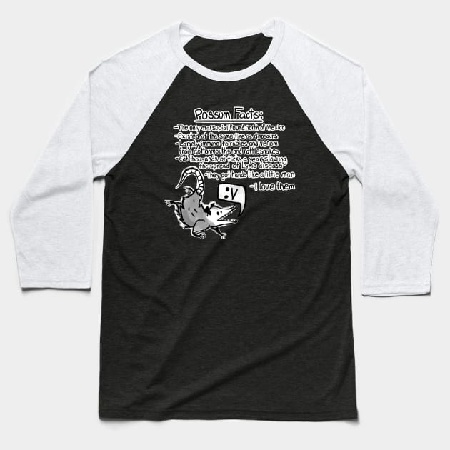 Possum facts Baseball T-Shirt by Elliot HT Art